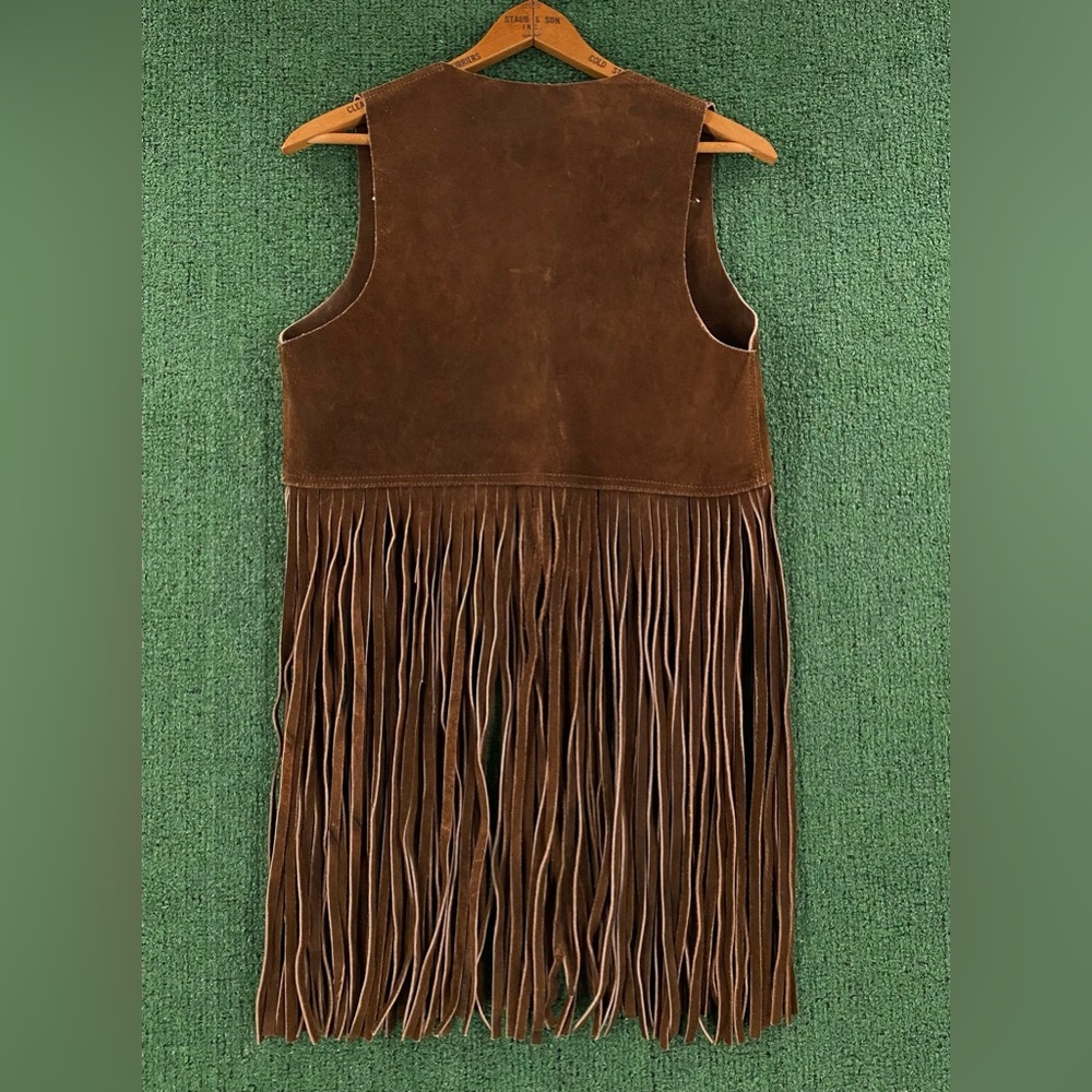Vintage 70’s Suede Long Fringe Heavyweight Vest Metal Hardware Women’s Sz Medium - Picture 5 of 7
